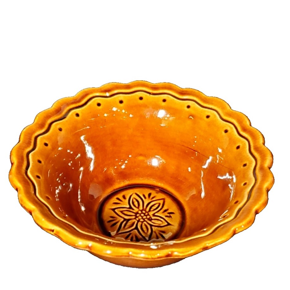 Vintage California USA pottery #D913 cereal‎ bowl, brown, flower, 6" diameter